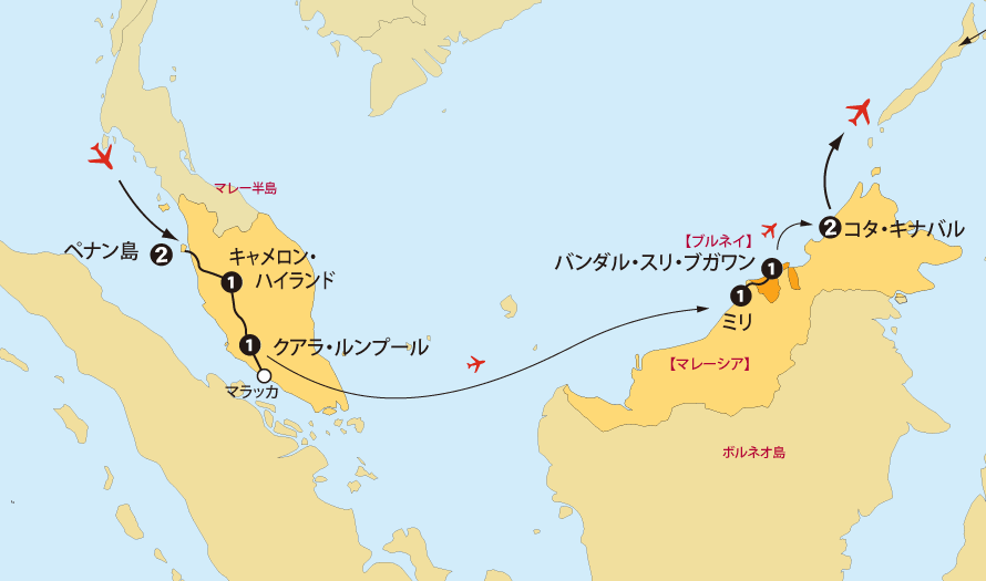 マレー半島・ボルネオ・ブルネイ地図