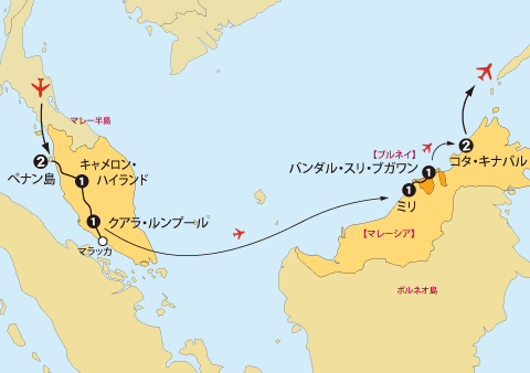 マレー半島・ボルネオ・ブルネイ地図