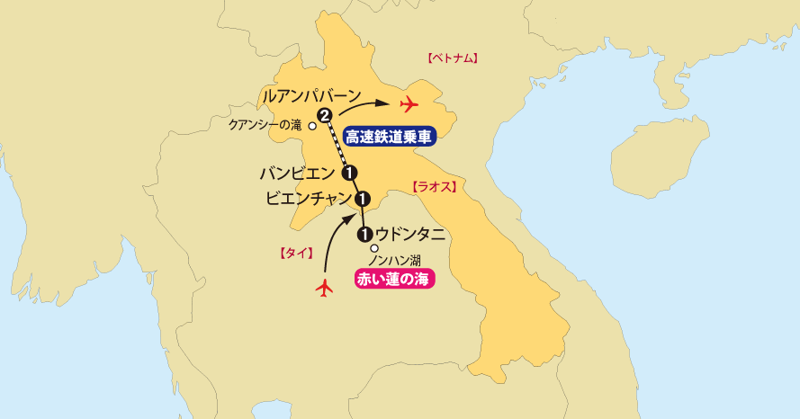 ノンハン湖とラオス7日間地図pc