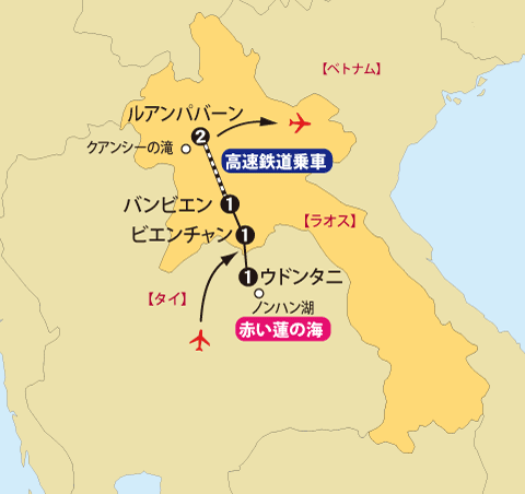 ノンハン湖とラオス7日間地図sp