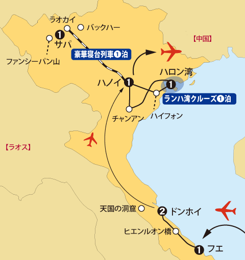 知られざる北ベトナムを再発見する旅10日間地図