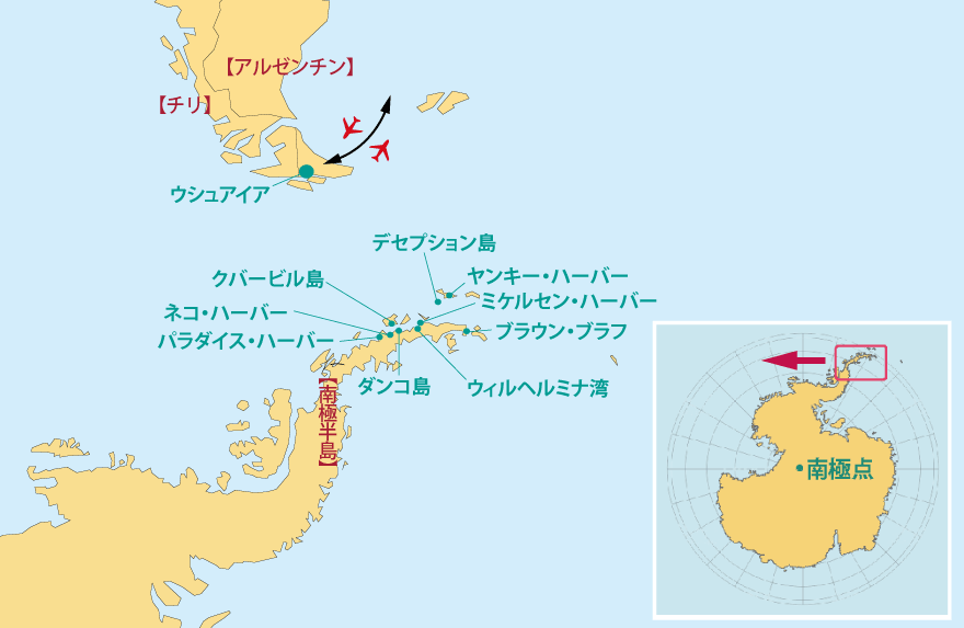 南極クルーズ地図