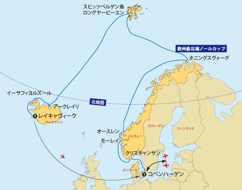 アラビア半島からインド洋４カ国への船旅地図