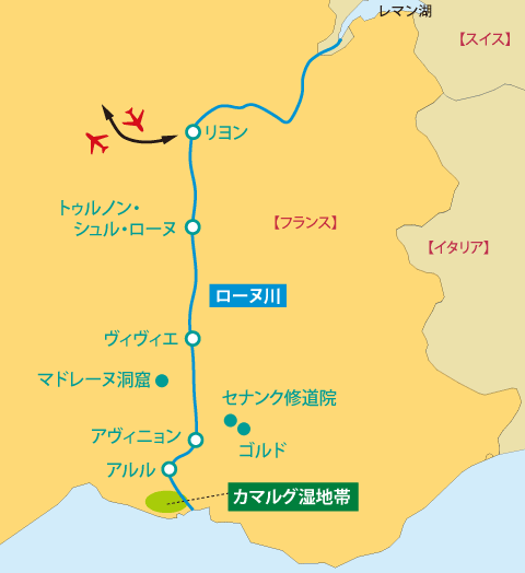 クロワジヨーロッパ・フランス号クルーズ地図