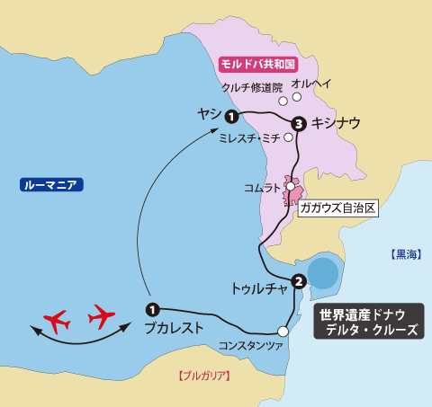 モルドバ共和国ガガウズ自治区とドナウデルタ地図sp