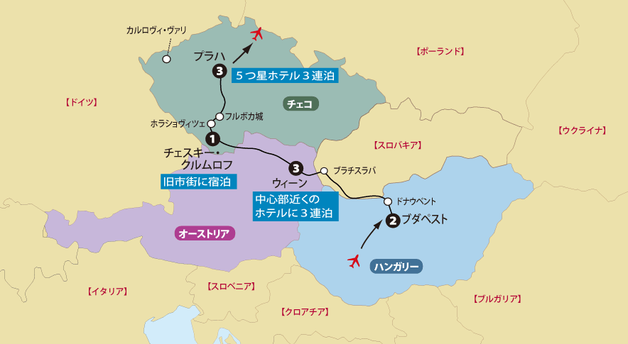 チェコスロバキアハンガリー15日間地図