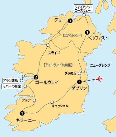 アイルランド11日間地図