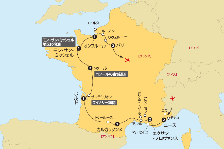 グランドフランス14日間地図