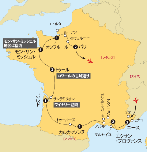 グランドフランス14日間地図