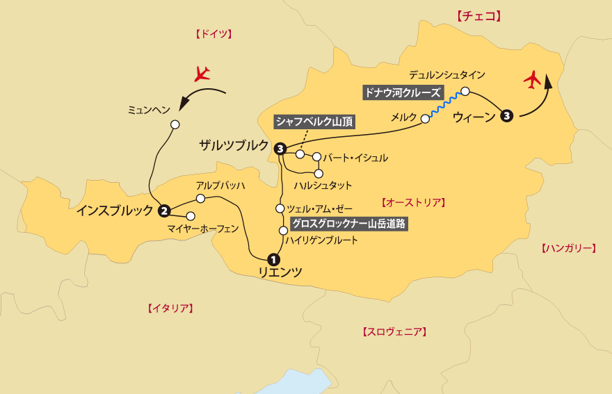 C/PYオーストリア12日間地図