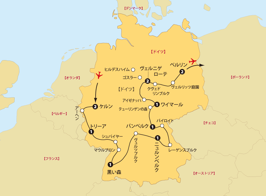 世界遺産ドイツへの旅地図pc