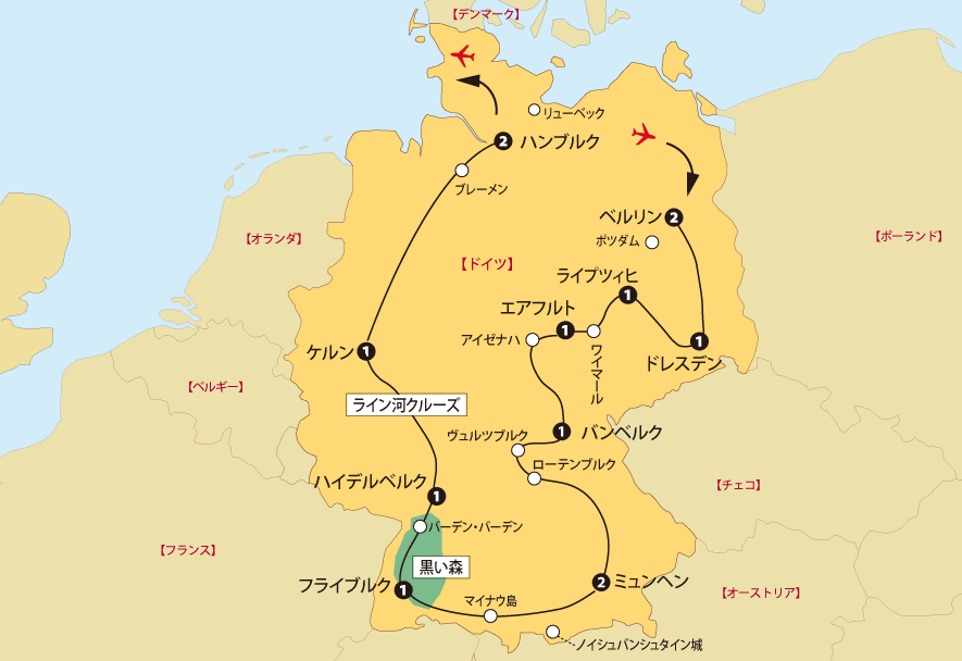 ドイツ大周遊地図