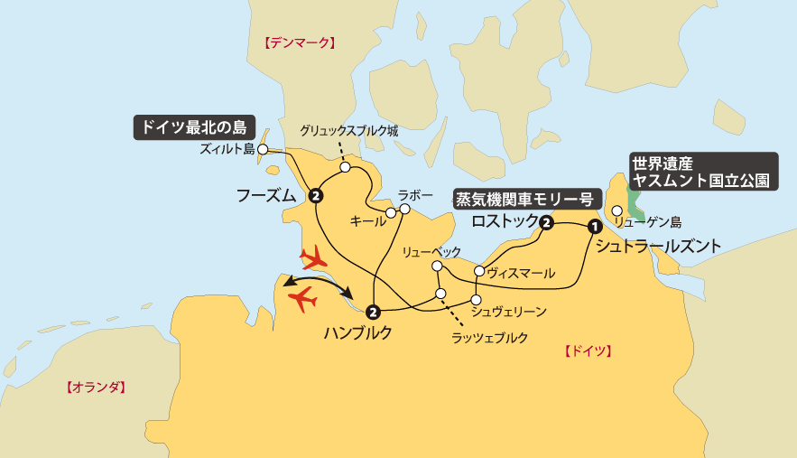 春の北ドイツ地図