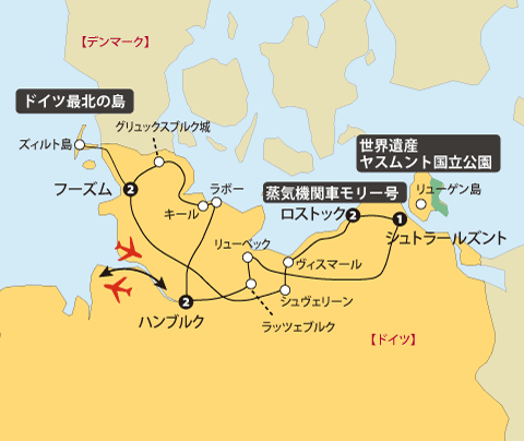 春の北ドイツ地図