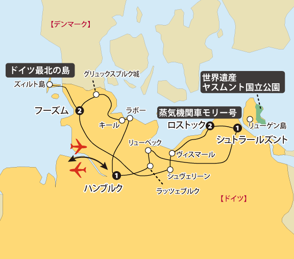 春の北ドイツ地図