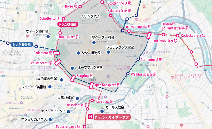 好立地のホテルに泊まる芸術の都ウィーン滞在９日間地図