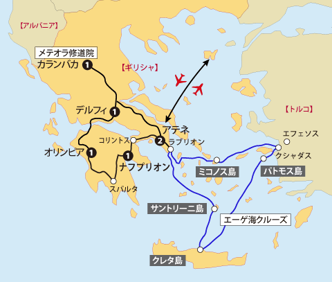 エーゲ海クルーズ地図