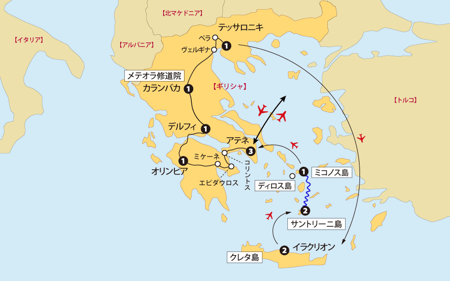 ギリシャ紀行地図