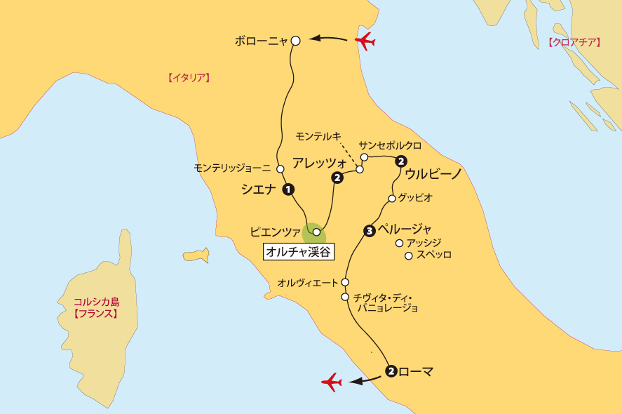 ビジネス中部イタリア地図