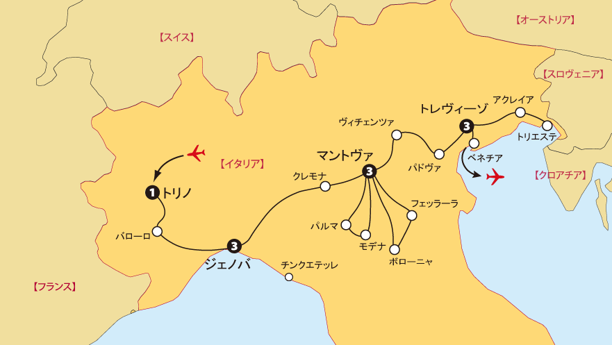 連泊北イタリア地図