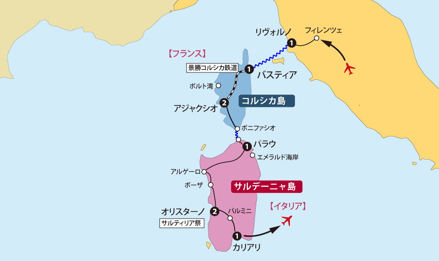 サルティリア祭サルデーニャコルシカ地図pc