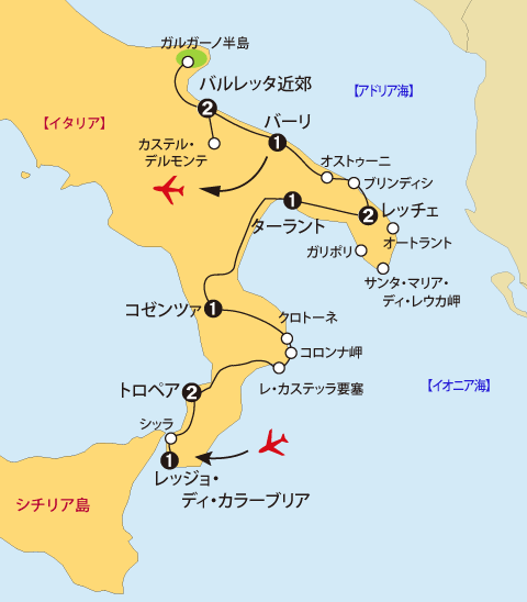南イタリア田舎町地図