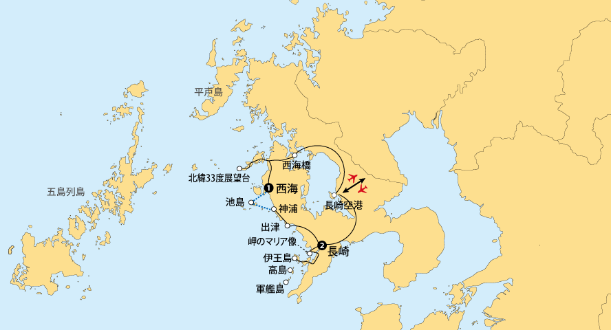 長崎産業遺産島巡り地図