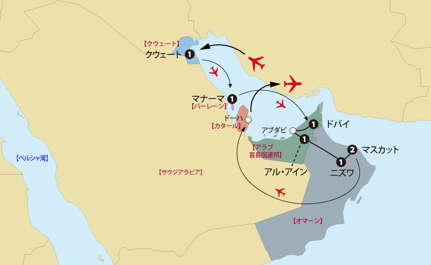 アラビア半島５カ国地図