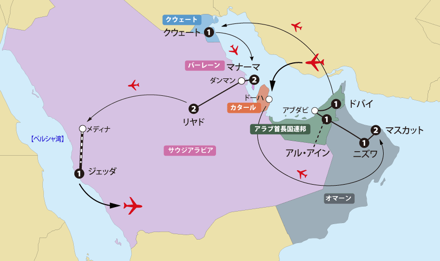 アラビア半島6カ国地図