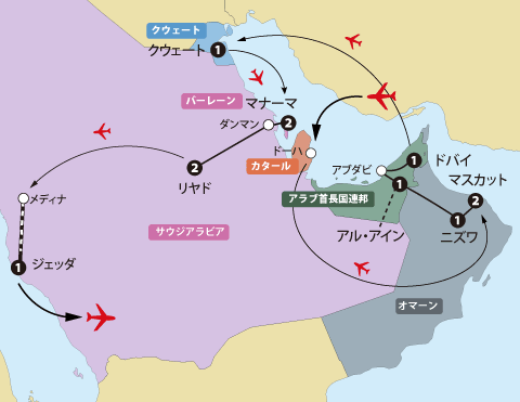 アラビア半島6カ国地図