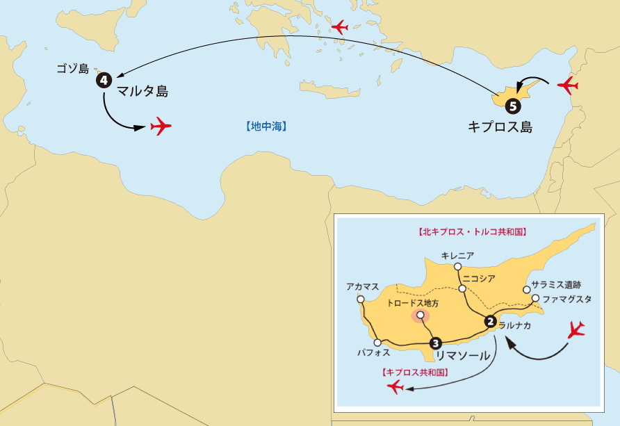 南北キプロスとマルタ島地図pc