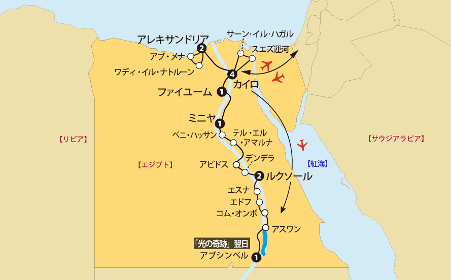 エジプト大紀行地図