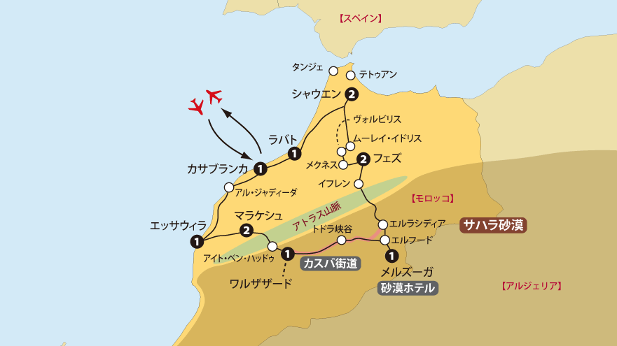 モロッコ14日間地図