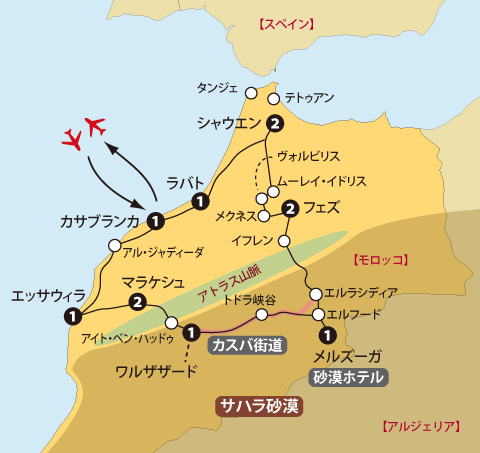 モロッコ14日間地図