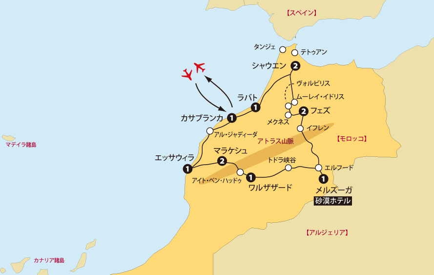 モロッコ14日間地図
