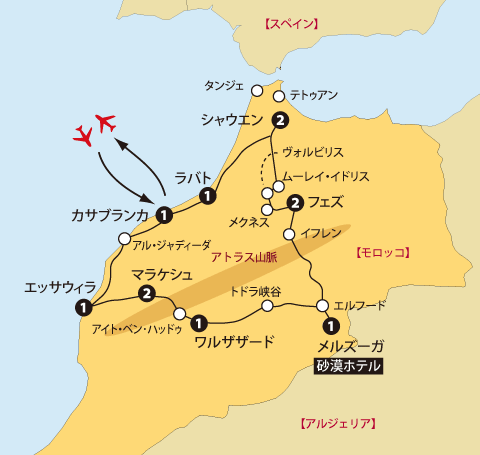 モロッコ14日間地図