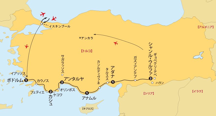 南トルコ12日間地図