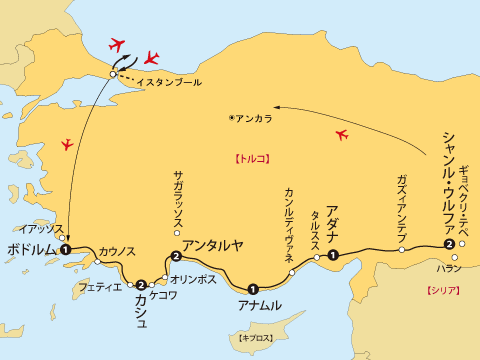 南トルコ12日間地図