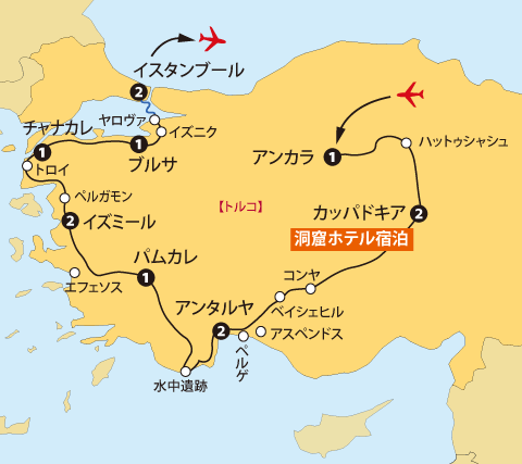 南トルコ12日間地図