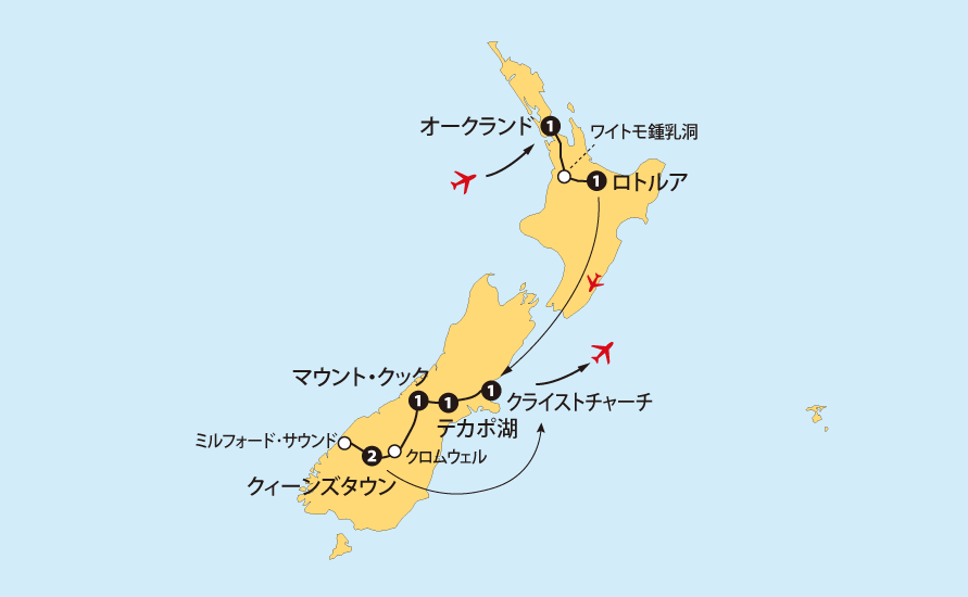 旅のデザインルームニュージーランド9日間の地図pc