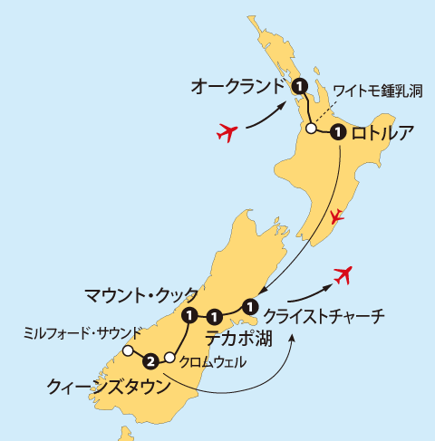 旅のデザインルームニュージーランド9日間の地図sp