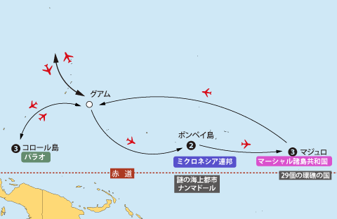 パラオ・ミクロネシア・マーシャル地図sp