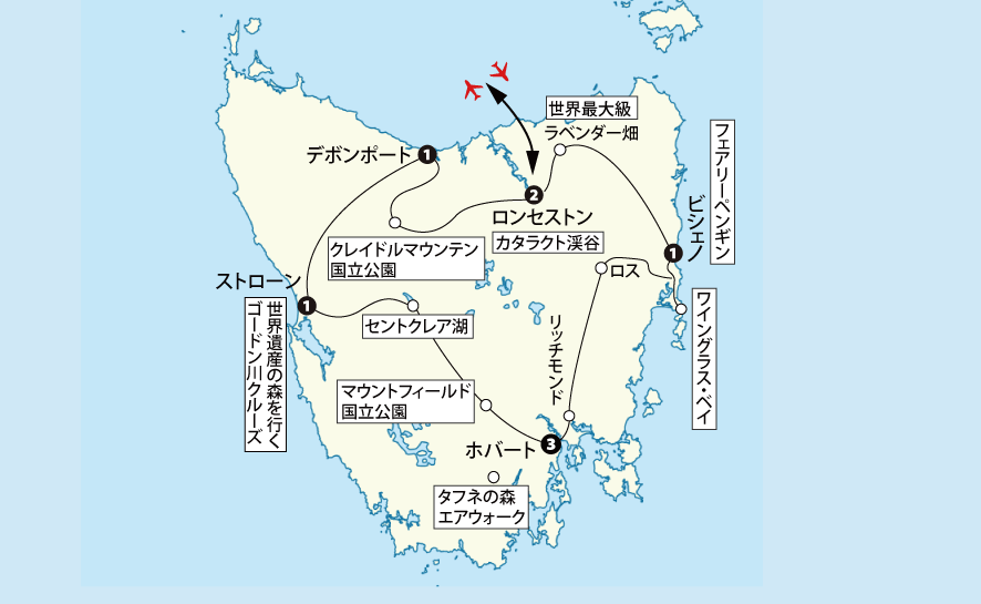 タスマニア大周遊地図