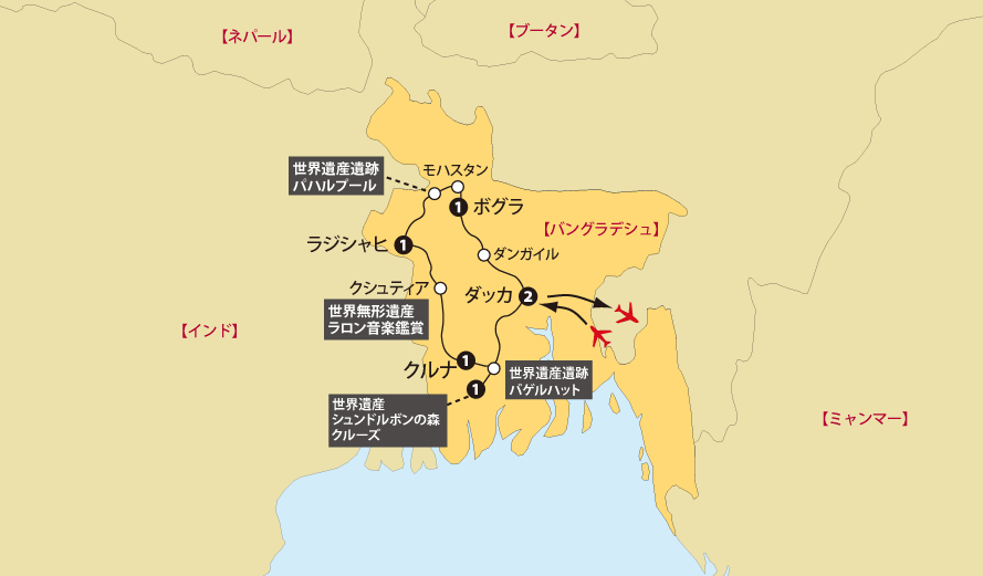 バングラデシュ8日間地図pc