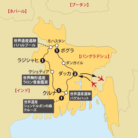 バングラデシュ8日間地図sp