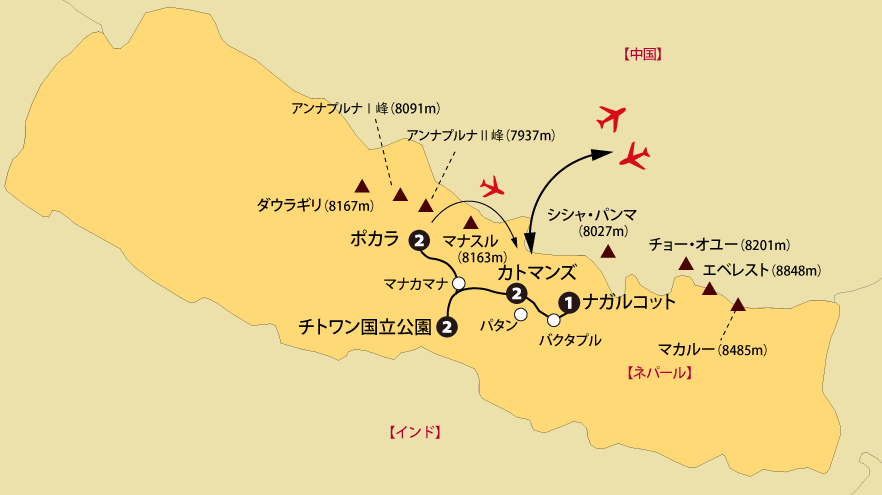 ネパール10日間地図