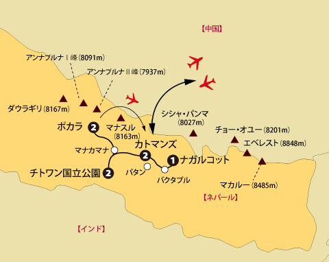 ネパール大周遊地図