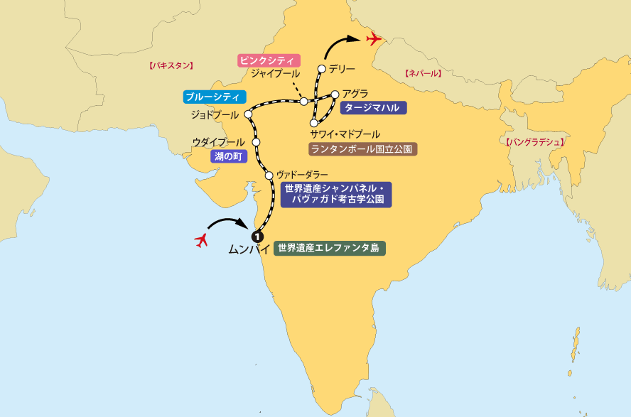 インド大周遊14日間地図pc