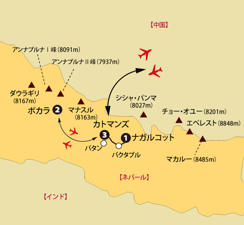 ヒマラヤ・ネパール地図