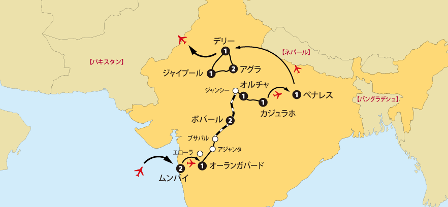 インド大周遊14日間地図pc